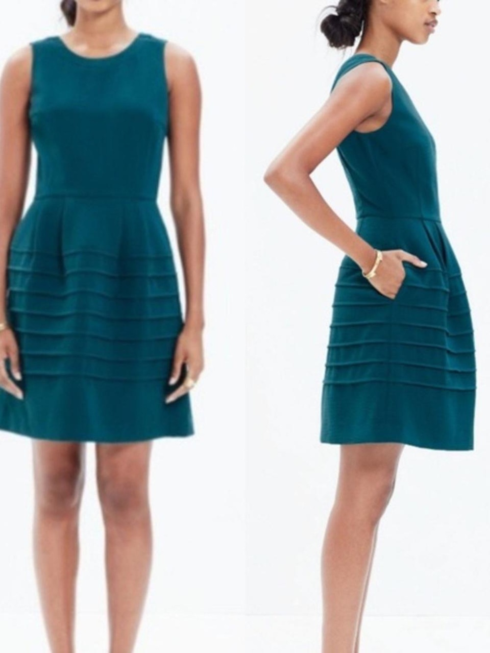 Madewell Midnight Spruce Green Fit & Flare Dress